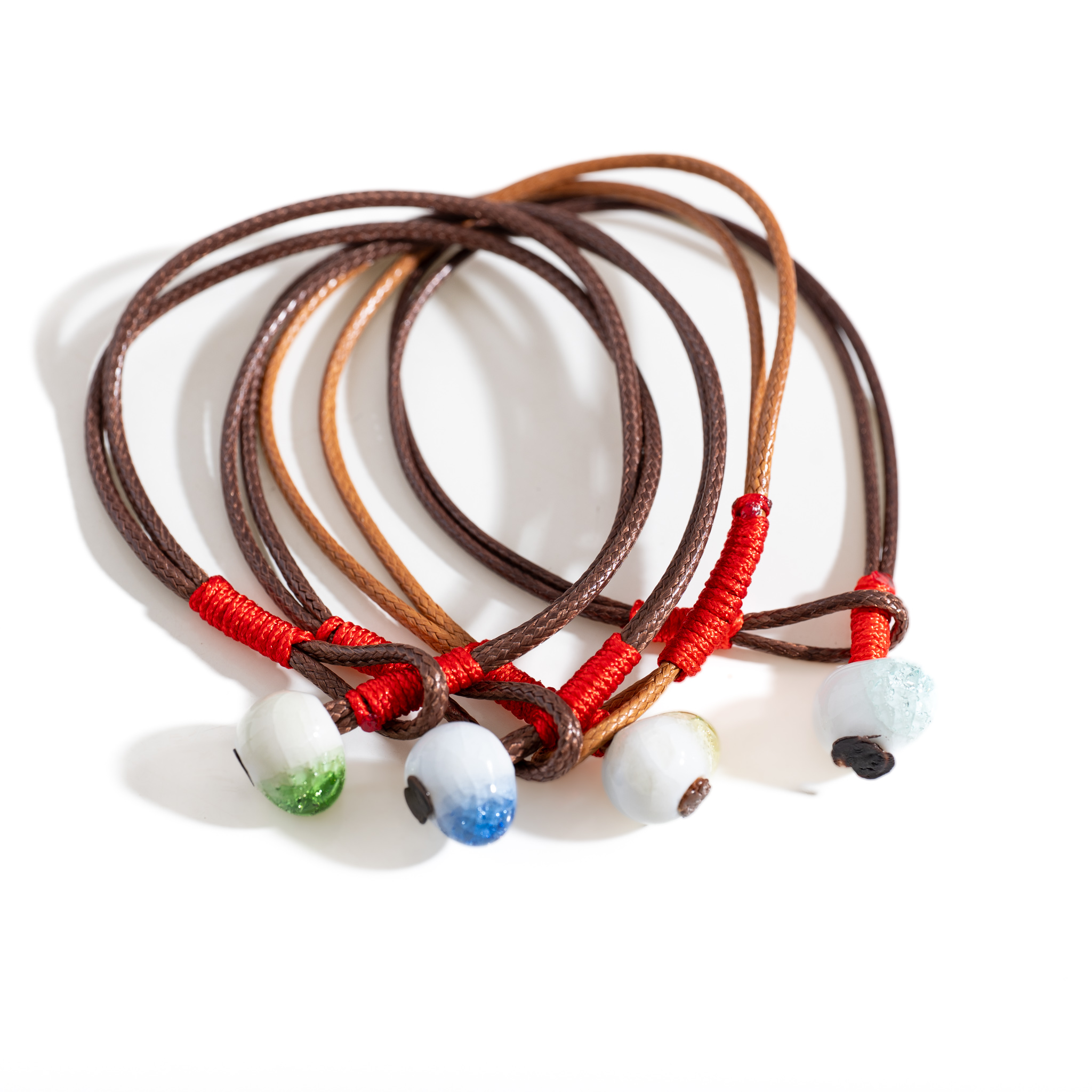 Ceramic Link Bracelet - Vintage Rope Ceramic Beads Bracelet Handmade